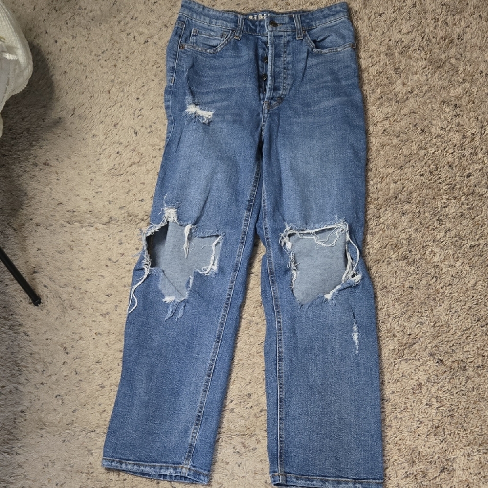 Distressed Blue Jeans